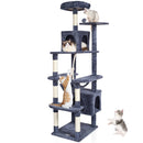 VEVOR Kaķu tornis 183 cm ar 2 mājiņām un sizala skrāpēšanas stabiem, tumši pelēks