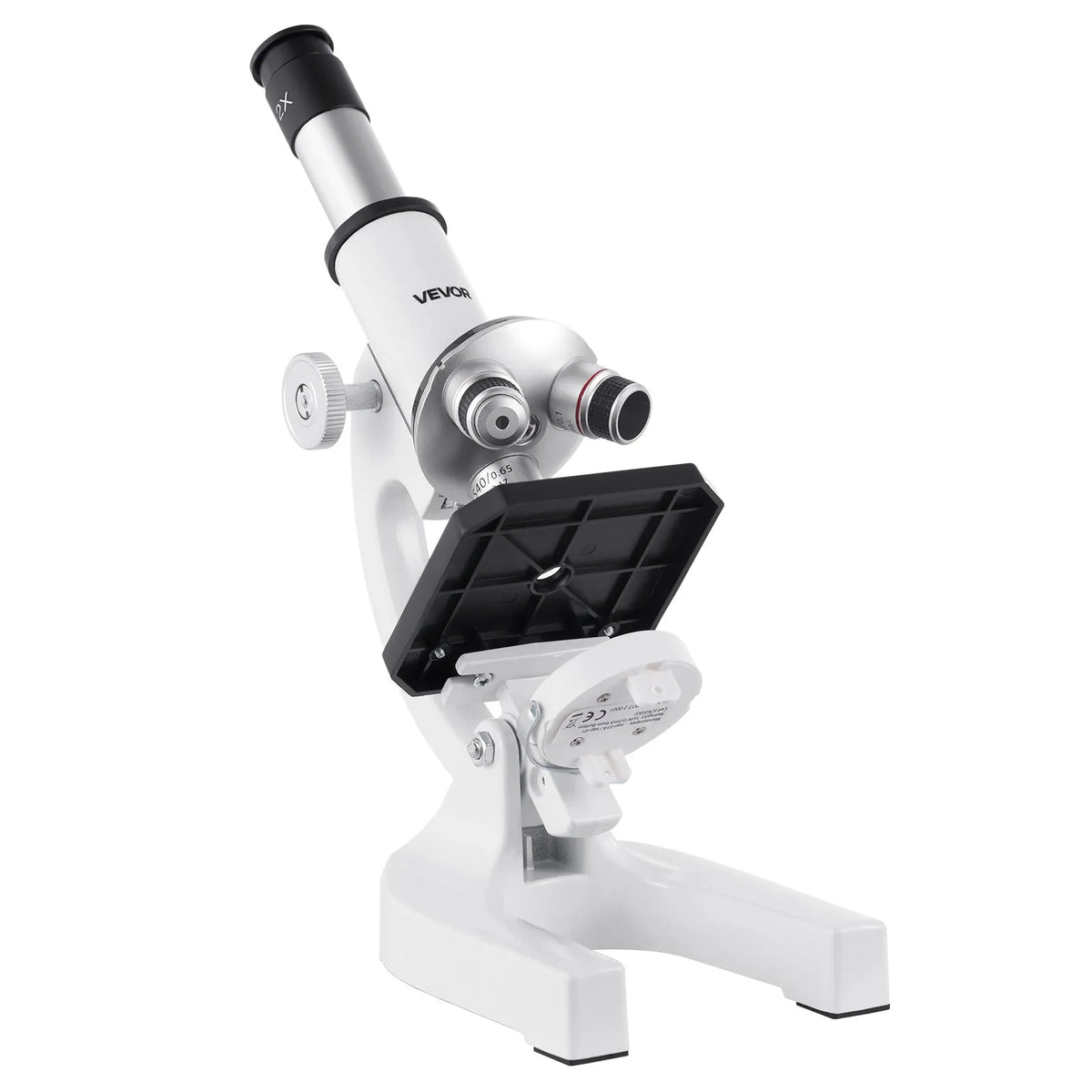 VEVOR Monocular Microscope for Adults, Professional Compound Microscope Kit with 40–2000× Magnification, Aluminium Alloy Body, LED Illumination and Phone Holder, Suitable for Laboratories, Schools and Home Education