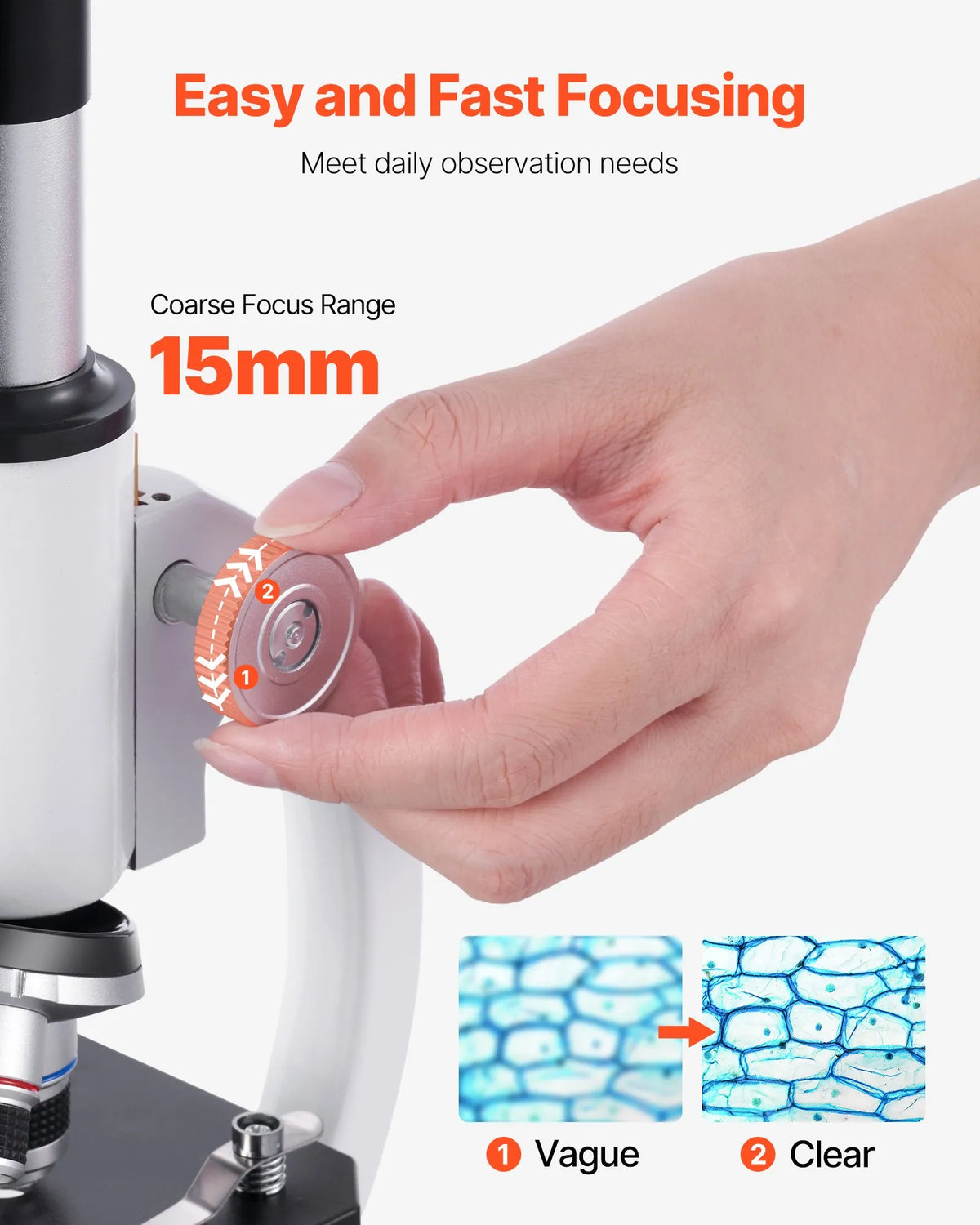 VEVOR Monocular Microscope for Adults, Professional Compound Microscope Kit with 40–2000× Magnification, Aluminium Alloy Body, LED Illumination and Phone Holder, Suitable for Laboratories, Schools and Home Education