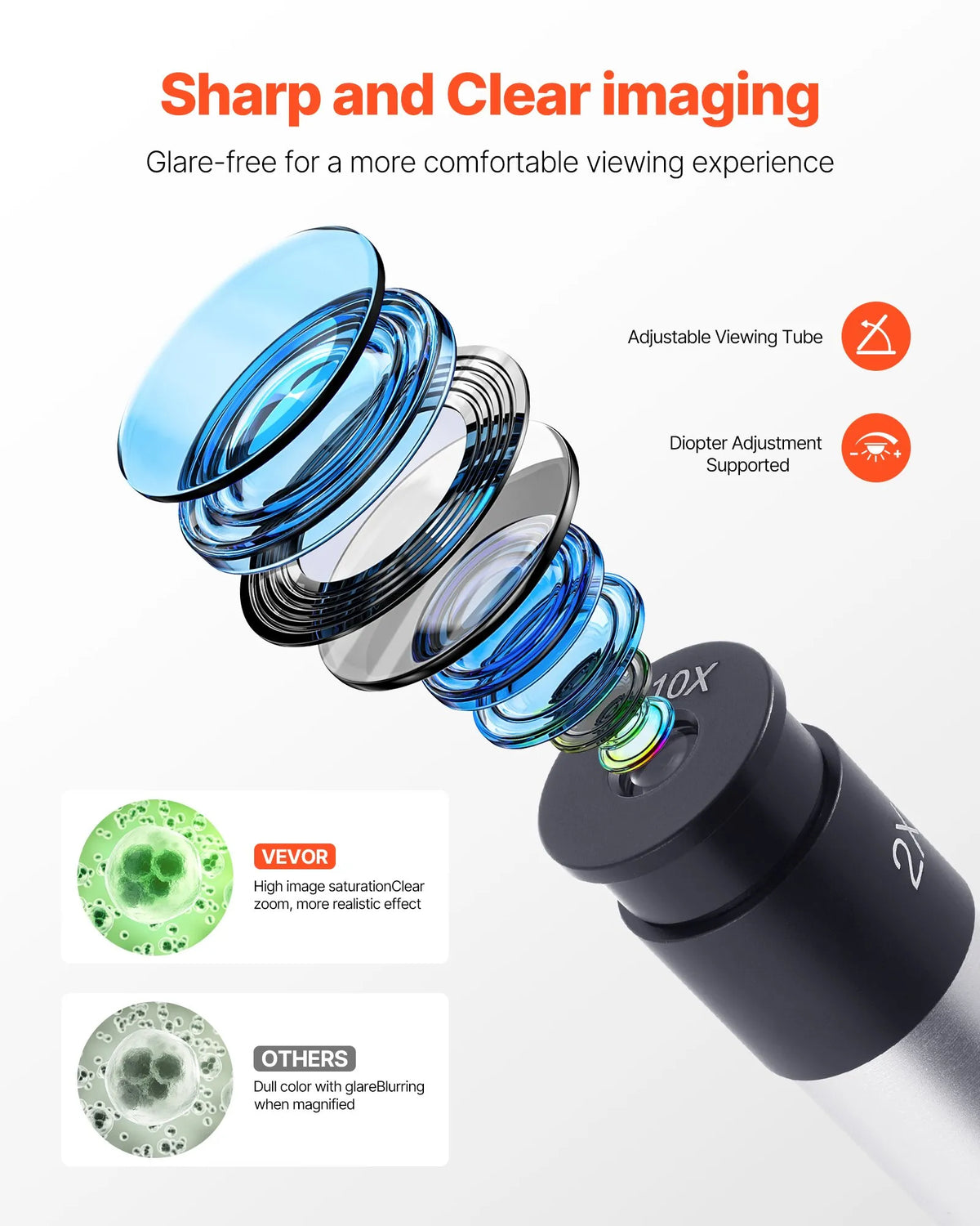 VEVOR Monocular Microscope for Adults, Professional Compound Microscope Kit with 40–2000× Magnification, Aluminium Alloy Body, LED Illumination and Phone Holder, Suitable for Laboratories, Schools and Home Education