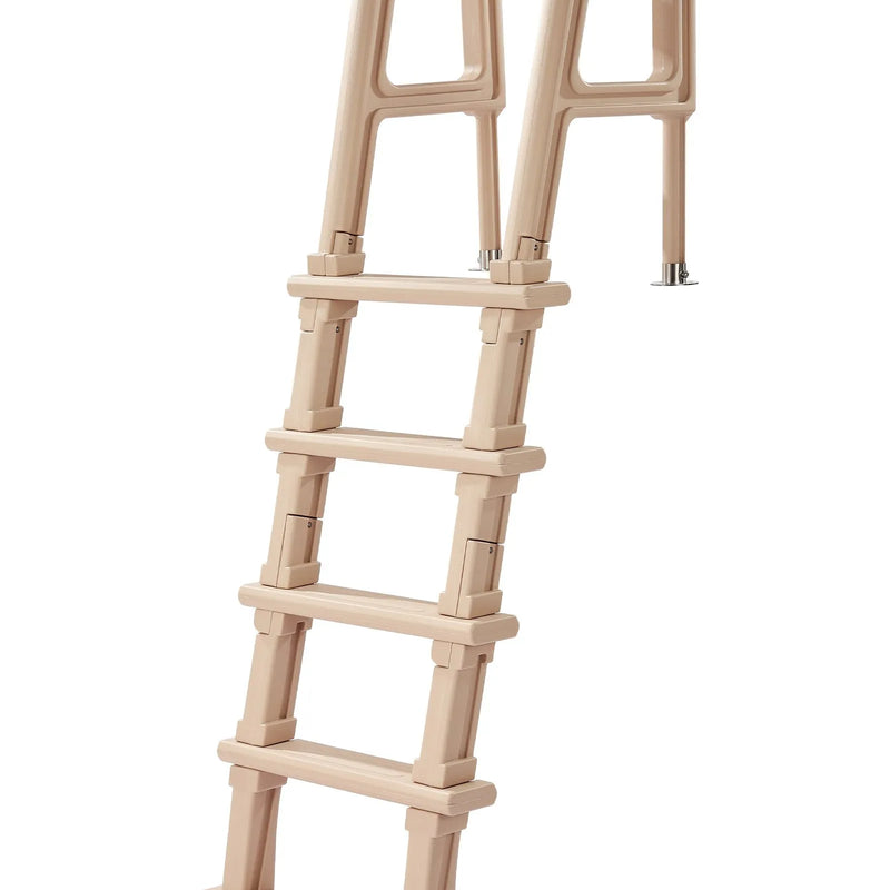 VEVOR baseina kāpnes ar 5 slīpiem pakāpieniem, dubultiem margu rokturiem, neslīdoši plati pakāpieni, nestspēja līdz 136 kg, piemērotas 121,9–137,2 cm iebūvētiem un virszemes baseiniem, visām seguma virsmām, lietošanai iekštelpās un ārā, taupe krāsa