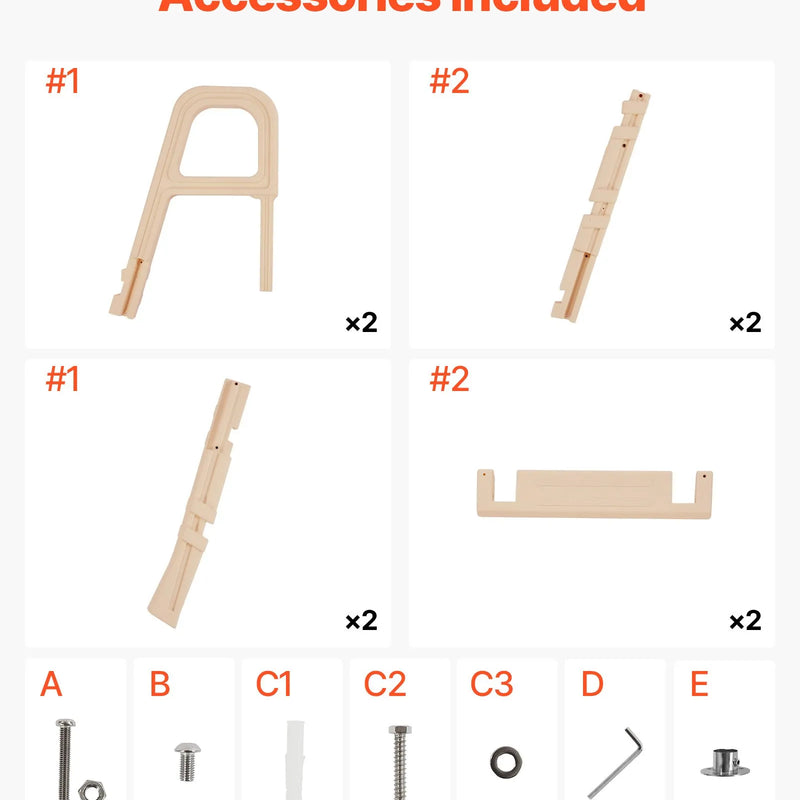 VEVOR baseina kāpnes ar 5 slīpiem pakāpieniem, dubultiem margu rokturiem, neslīdoši plati pakāpieni, nestspēja līdz 136 kg, piemērotas 121,9–137,2 cm iebūvētiem un virszemes baseiniem, visām seguma virsmām, lietošanai iekštelpās un ārā, taupe krāsa