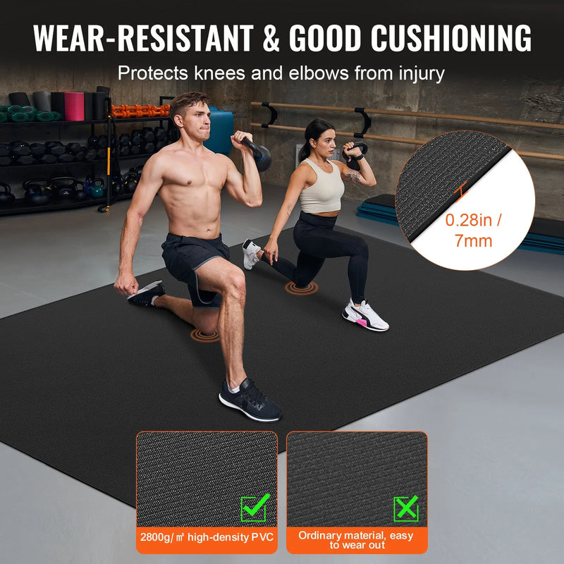 Vingrošanas paklājiņš - neslīdošs jogas paklājiņš trenažieru zālei, fitnesam, pilatēm un vingrinājumiem (2,4 × 1,5 m)