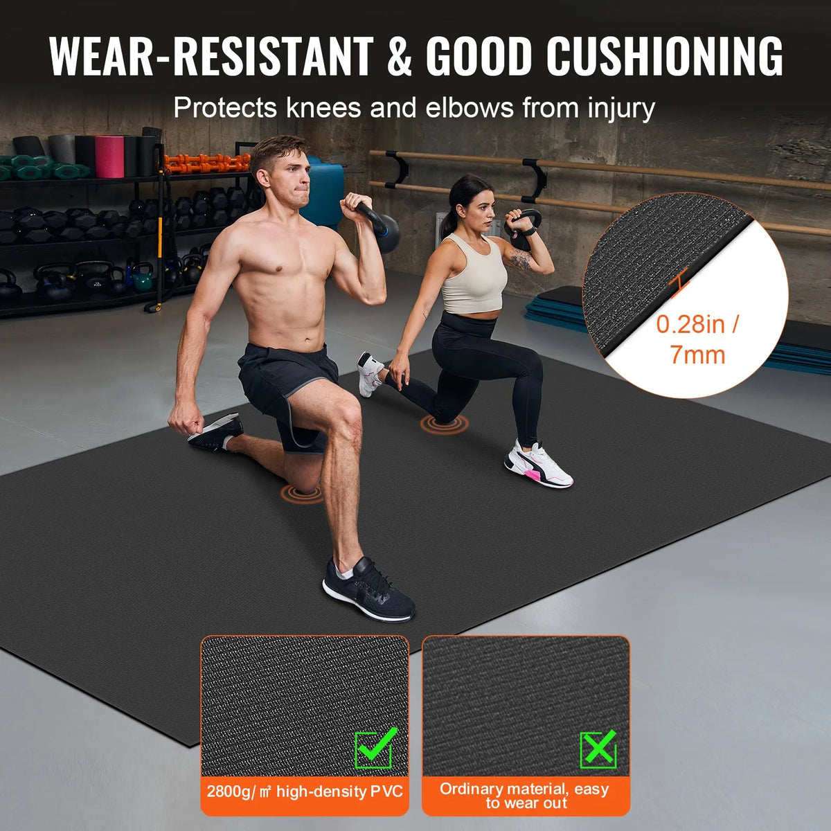 VEVOR Non-Slip Exercise Mat 3.0 × 1.8 m for Yoga, Fitness and Pilates