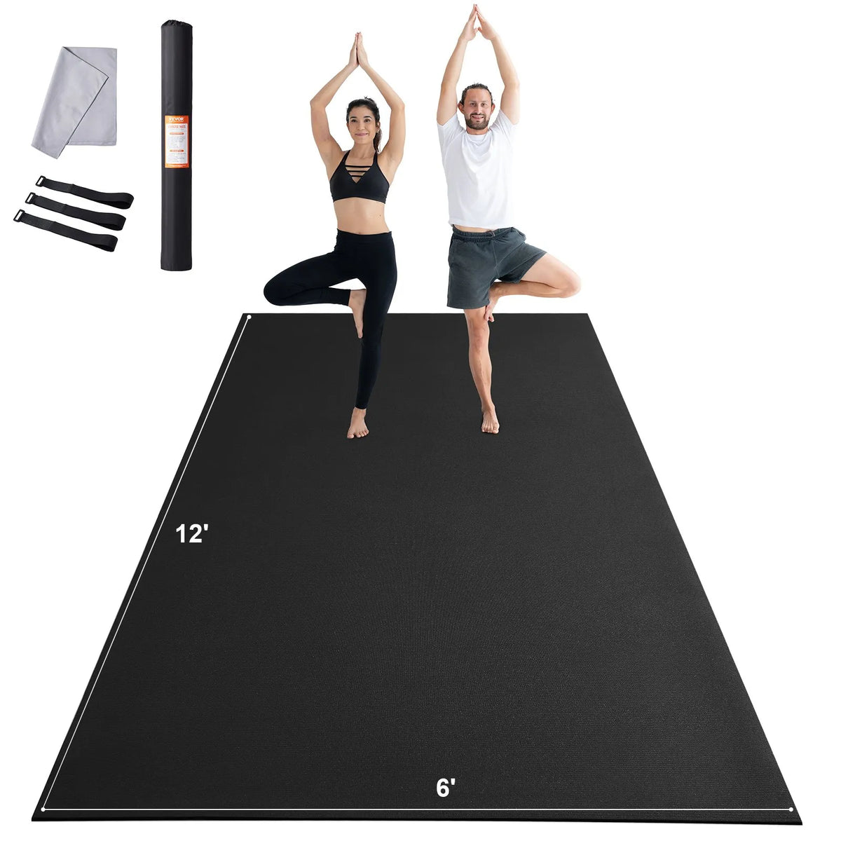 VEVOR Non-Slip Exercise Mat 3.7 × 1.8 m for Yoga, Fitness and Pilates