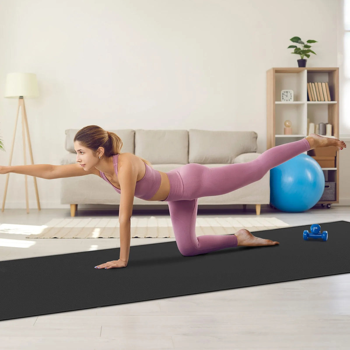 VEVOR Non-Slip Exercise Mat 3.7 × 1.8 m for Yoga, Fitness and Pilates