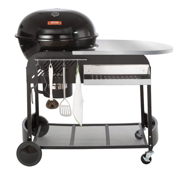 VEVOR 54 cm pārnēsājamais oglekļa un propāna gāzes grils – izturīgs dzelzs BBQ grils ar vāku un ratiņiem, brīvi stāvošs kūpinātājs kempingam, piknikam un pagalma grilēšanai