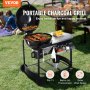 VEVOR 54 cm pārnēsājamais oglekļa un propāna gāzes grils – izturīgs dzelzs BBQ grils ar vāku un ratiņiem, brīvi stāvošs kūpinātājs kempingam, piknikam un pagalma grilēšanai