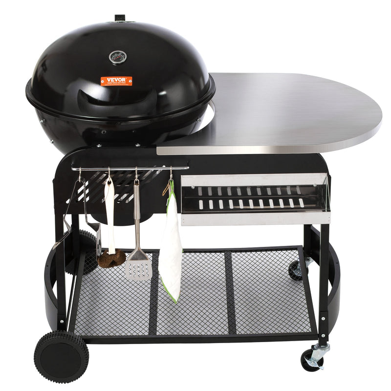 VEVOR 54 cm pārnēsājamais oglekļa un propāna gāzes grils – izturīgs dzelzs BBQ grils ar vāku un ratiņiem, brīvi stāvošs kūpinātājs kempingam, piknikam un pagalma grilēšanai