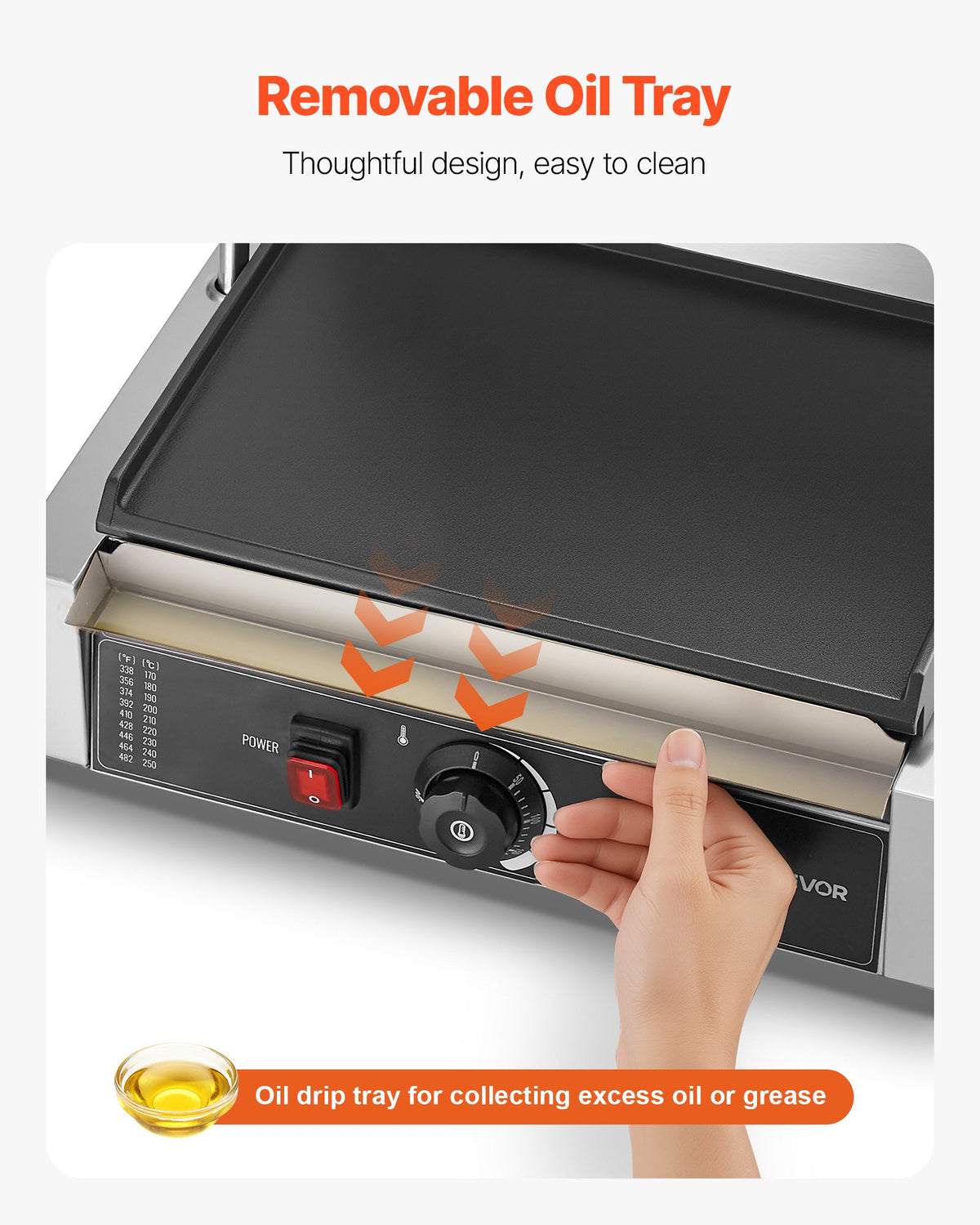 VEVOR Commercial Panini Grill 2200 W, 34 × 23 cm Smooth Plate