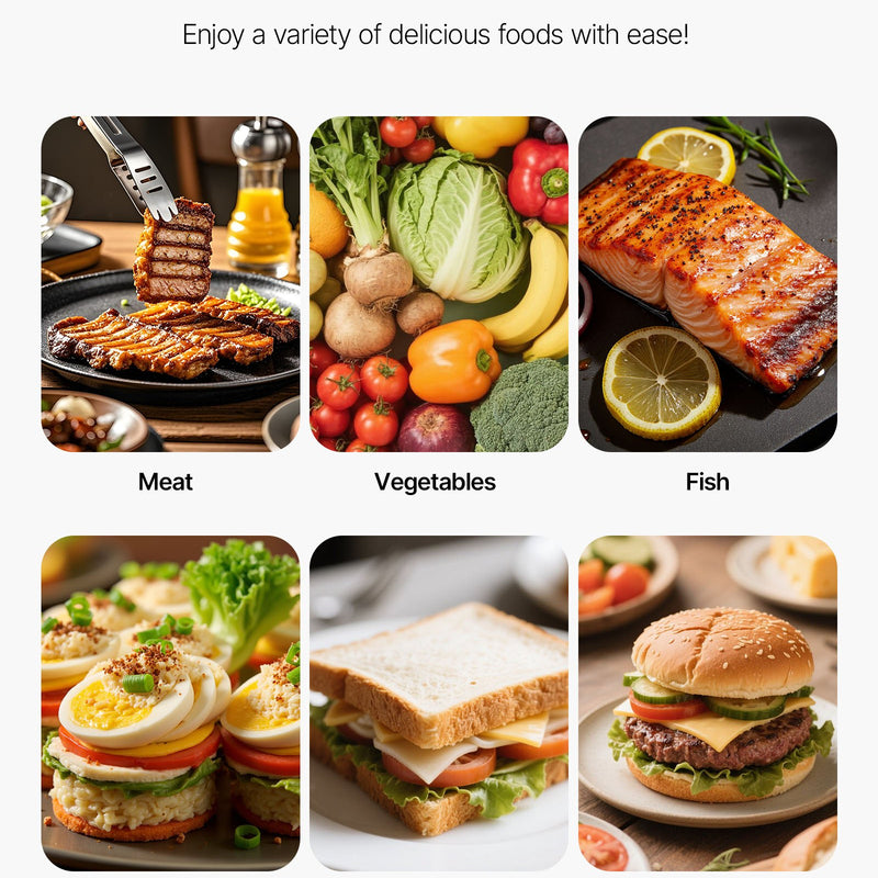 Komerciālais panini grils, 1800 W elektriskā sviestmaižu prese ar rokturi un temperatūras regulēšanu, nerūsējošais tērauds, 22 × 23 cm gluda emaljas plate, piemērots hamburgeriem, steikam un bekonam