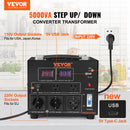 VEVOR sprieguma pārveidotājs transformators 5000 VA ar 110 V uz 220 V un 220 V uz 110 V pārveidošanu, ar US un EU ligzdām, 5 V USB izeju un CE sertifikāciju - ZEMLETES.LV