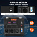 VEVOR sprieguma pārveidotājs transformators 5000 VA ar 110 V uz 220 V un 220 V uz 110 V pārveidošanu, ar US un EU ligzdām, 5 V USB izeju un CE sertifikāciju - ZEMLETES.LV