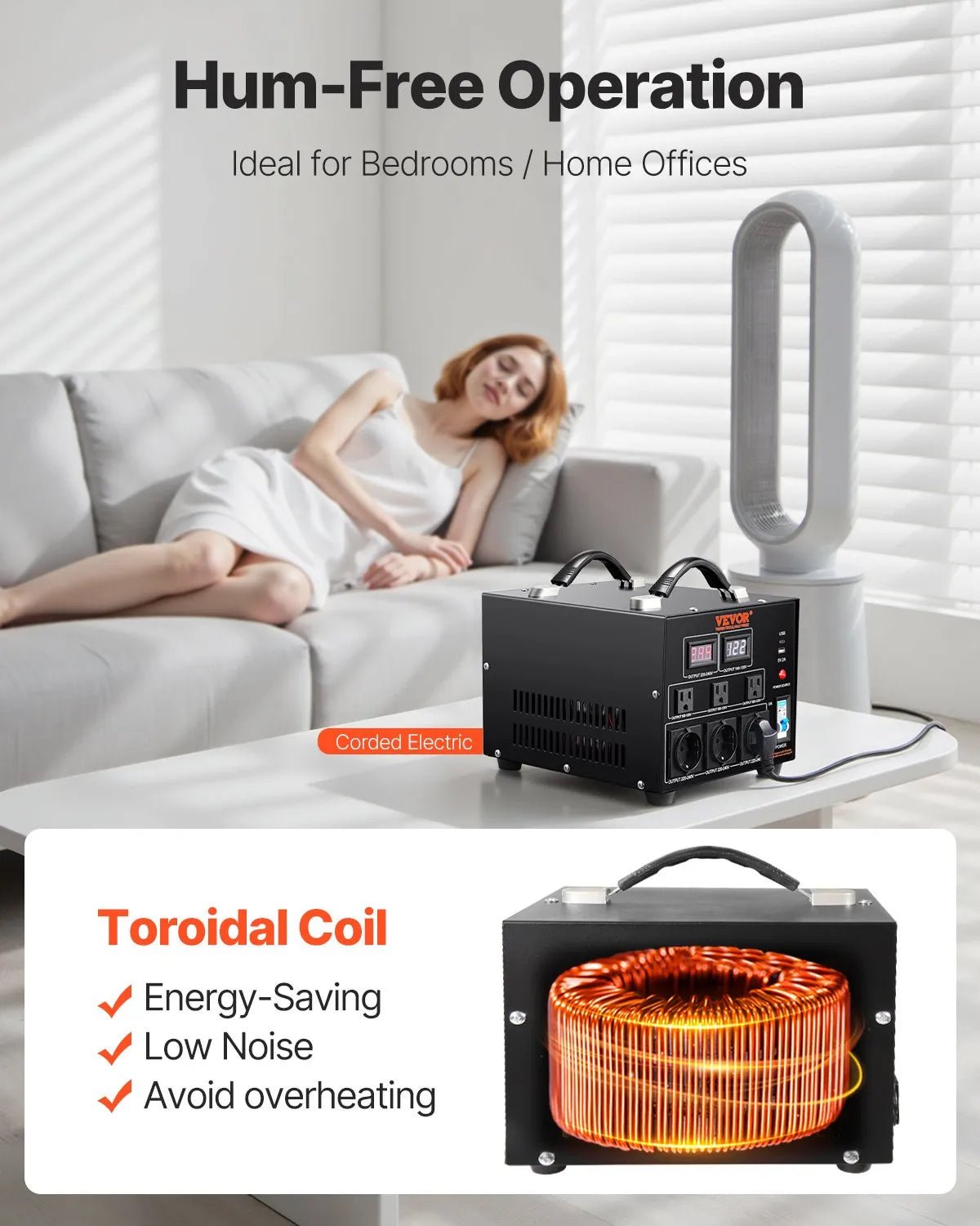 VEVOR sprieguma pārveidotājs transformators 3000 VA ar 110 V uz 220 V un 220 V uz 110 V pārveidošanu, ar US un EU ligzdām, 5 V USB izeju un CE sertifikāciju - ZEMLETES.LV