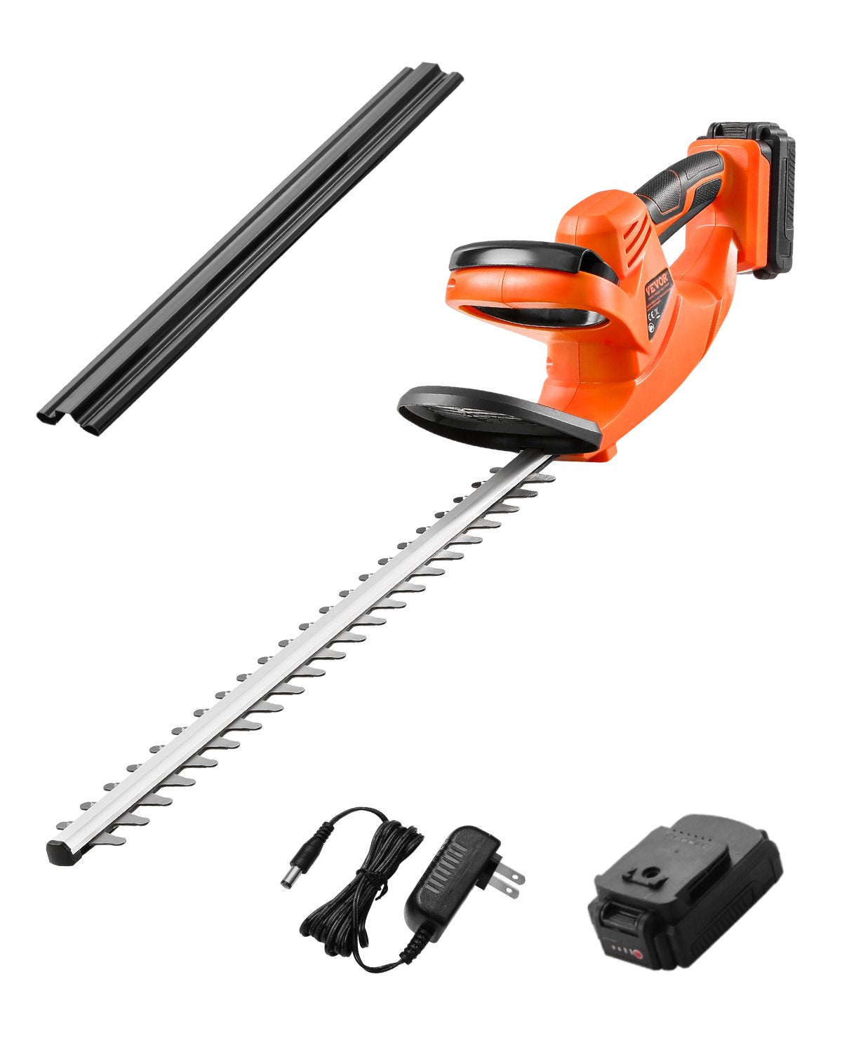VEVOR Cordless Electric Hedge Trimmer, 20 V, 2 Ah Battery, 510 mm Dual-Blade