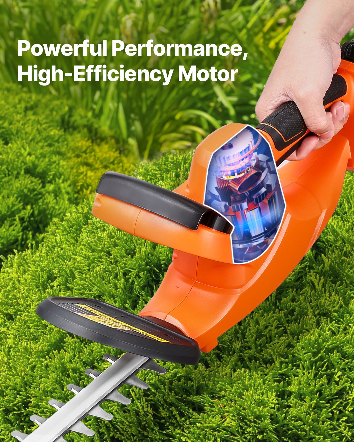 VEVOR Cordless Electric Hedge Trimmer, 20 V, 2 Ah Battery, 510 mm Dual-Blade