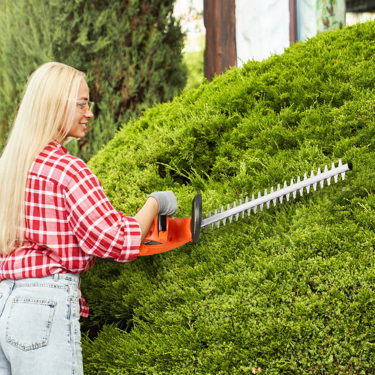 VEVOR Cordless Electric Hedge Trimmer, 20 V, 2 Ah Battery, 510 mm Dual-Blade
