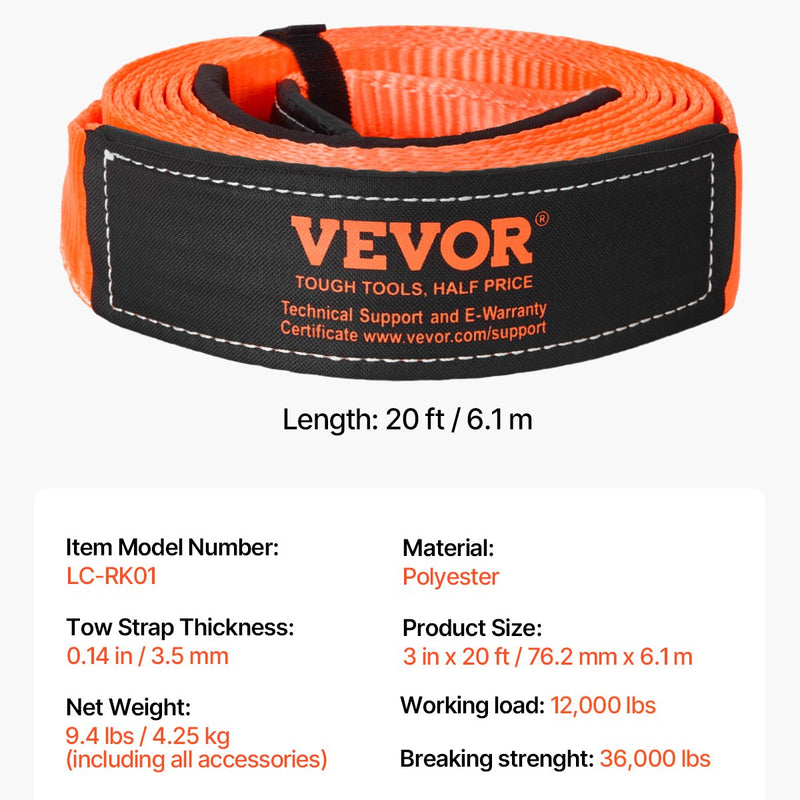 Automašīnas vilkšanas siksna 16 329 kg 6,1 m ārkārtas smagajiem darbiem