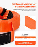 Auto vilkšanas troses/siksnas virve 16,3 t 9,1 m 76,2 mm smagas slodzes ārkārtas palīdzībai