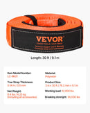 Auto vilkšanas troses/siksnas virve 16,3 t 9,1 m 76,2 mm smagas slodzes ārkārtas palīdzībai