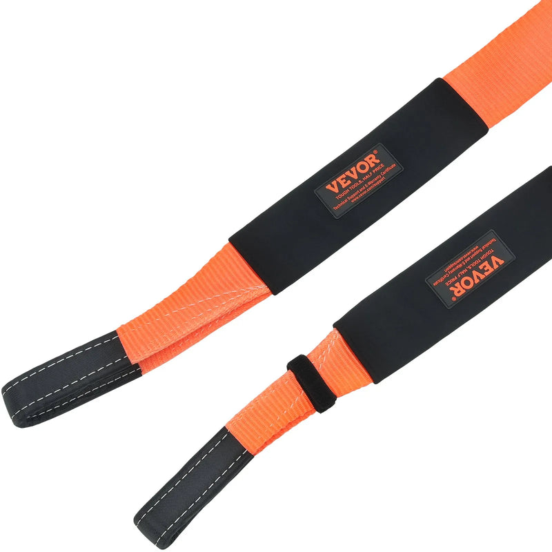 Auto vilkšanas troses/siksnas virve 7,6 cm × 2,4 m, pārrāvuma izturība 16,3 t, trīskārši pastiprinātas cilpas, koku aizsargs, vinčas pagarinājuma siksna, bezceļu vilkšanai un atgūšanai, izturīga ekstremālos laikapstākļos