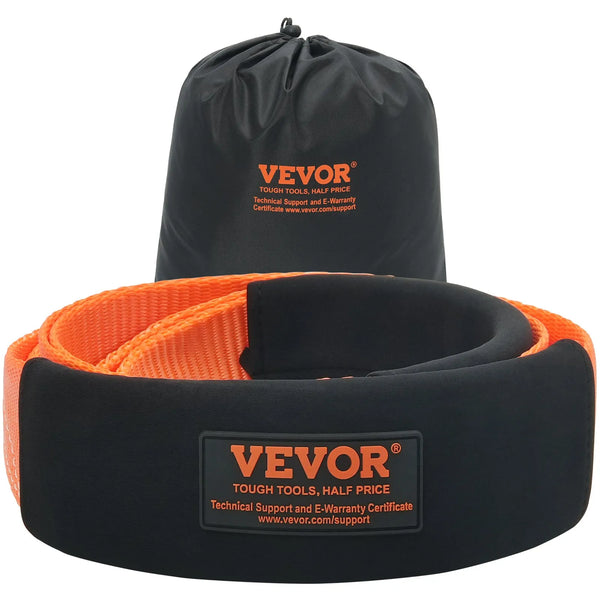 Auto vilkšanas troses/siksnas virve 7,6 cm × 2,4 m, pārrāvuma izturība 16,3 t, trīskārši pastiprinātas cilpas, koku aizsargs, vinčas pagarinājuma siksna, bezceļu vilkšanai un atgūšanai, izturīga ekstremālos laikapstākļos