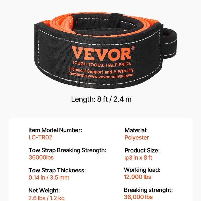 Automašīnas vilkšanas siksna 16 329 kg 2,44 m ārkārtas smagajiem darbiem