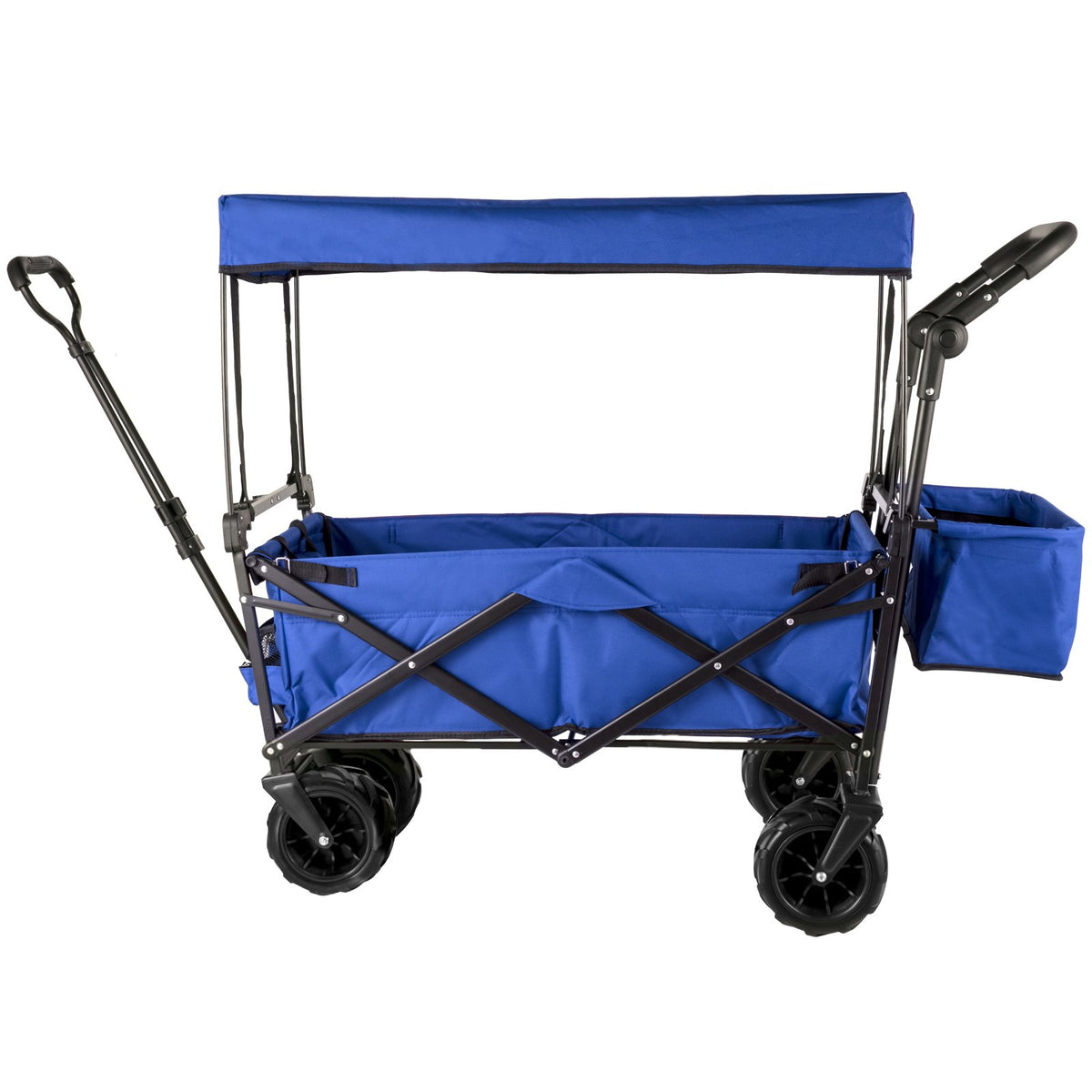 VEVOR Folding Hand Truck with Canopy, Collapsible Beach Cart with Large Wheels and Adjustable Push-Pull Handle, Heavy-Duty Cart for Camping, Garden and Leisure, 100 kg Load Capacity