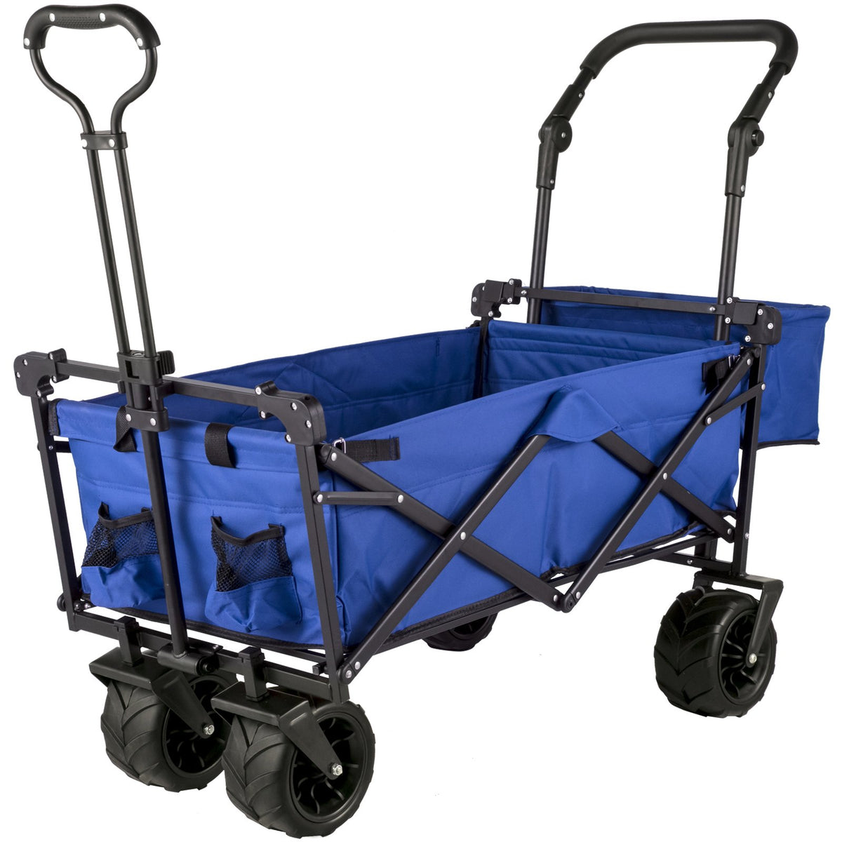 VEVOR Folding Hand Truck with Canopy, Collapsible Beach Cart with Large Wheels and Adjustable Push-Pull Handle, Heavy-Duty Cart for Camping, Garden and Leisure, 100 kg Load Capacity