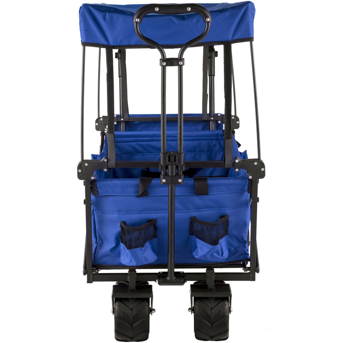 VEVOR Folding Hand Truck with Canopy, Collapsible Beach Cart with Large Wheels and Adjustable Push-Pull Handle, Heavy-Duty Cart for Camping, Garden and Leisure, 100 kg Load Capacity