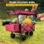 VEVOR Folding Beach Cart with Removable Canopy, Collapsible Wagon with Large Wheels and Adjustable Push-Pull Handle, Heavy-Duty Outdoor Cart for Garden, Camping and Recreation, 100 kg Load Capacity