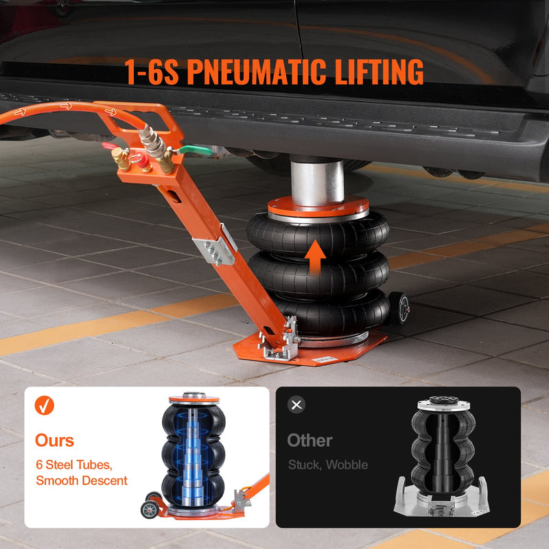 VEVOR pneimatiskais domkrats, 3 tonnas / 3000 kg, ar paaugstinātu kolonnu, piemērots vieglajām automašīnām