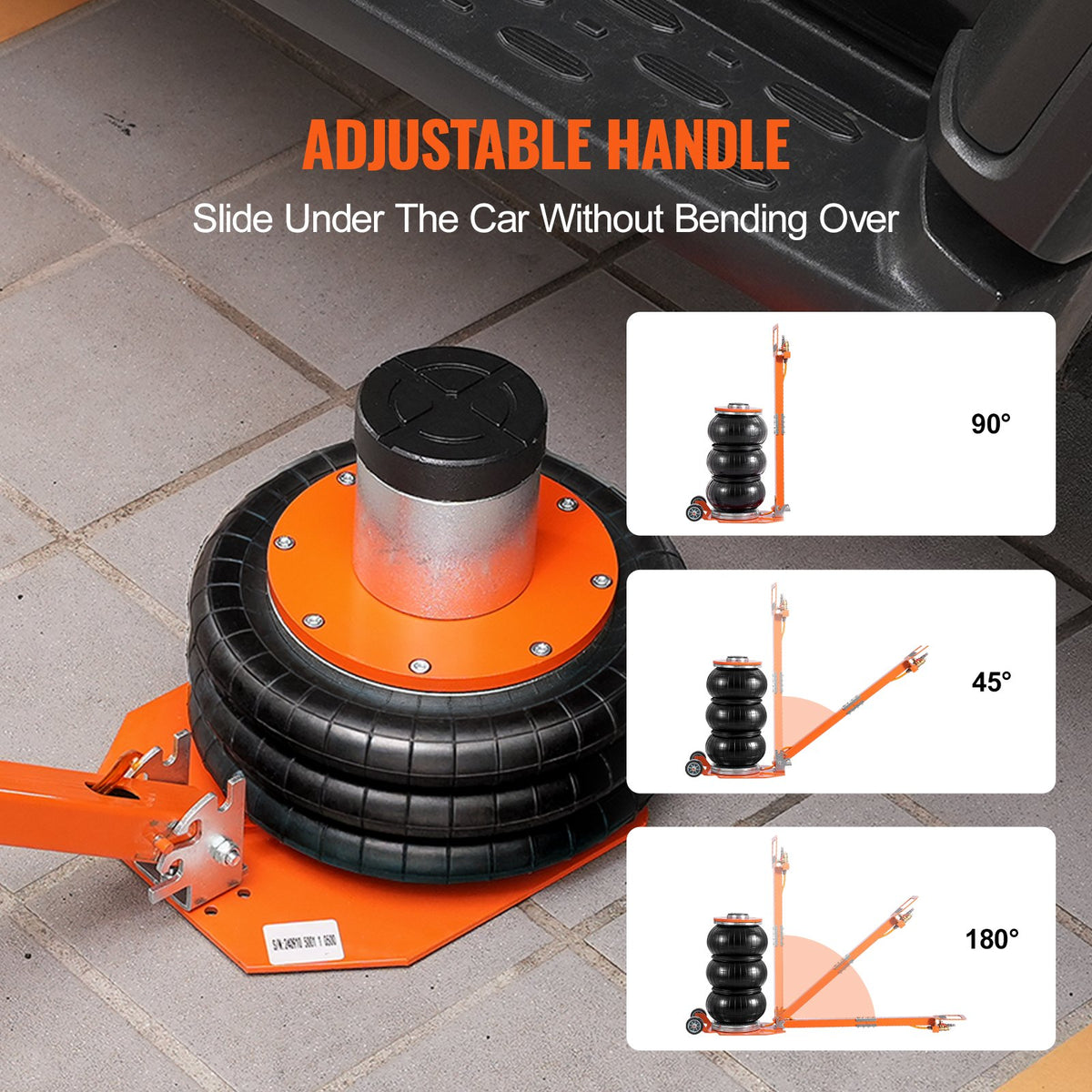 VEVOR Pneumatic Jack, 3 Tonnes, with Raised Column, Suitable for Light Vehicles