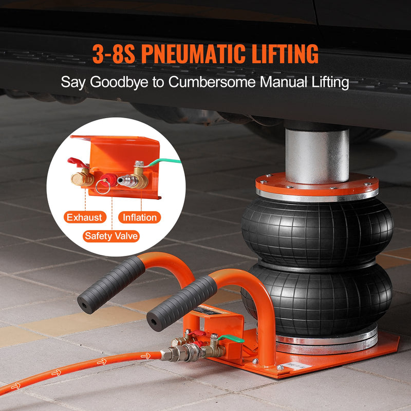 VEVOR pneimatiskais domkrats, 3 tonnas / 3000 kg, ar paaugstinātu kolonnu, piemērots vieglajām automašīnām