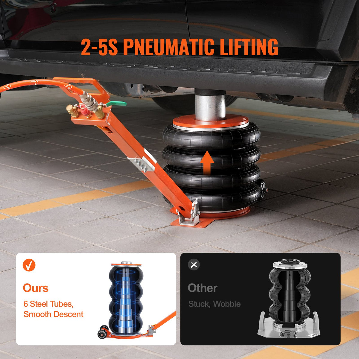 VEVOR Pneumatic Jack, 6 Tonnes / 6000 kg, with Raised Column, Suitable for Light Vehicles