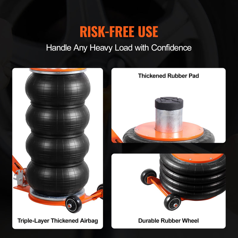 VEVOR pneimatiskais domkrats, 6 tonnas / 6000 kg, ar paaugstinātu kolonnu, piemērots vieglajām automašīnām