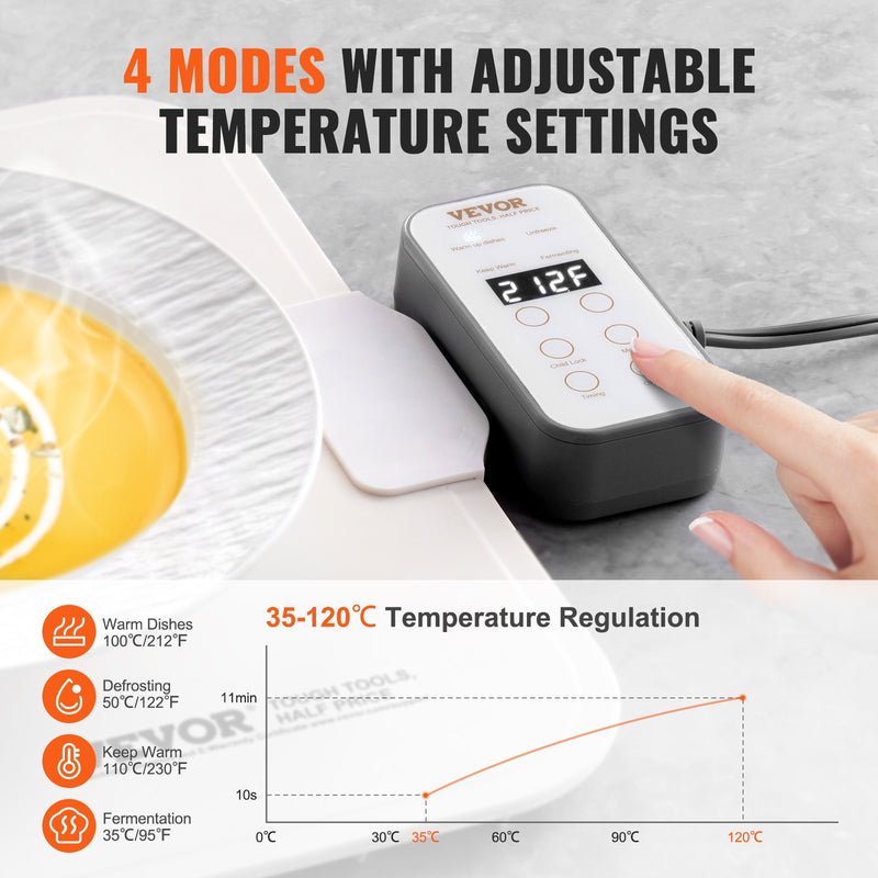 VEVOR Elektriskā Sildīšanas Plāksne ar Temperatūras Kontroli un 4 Režīmiem