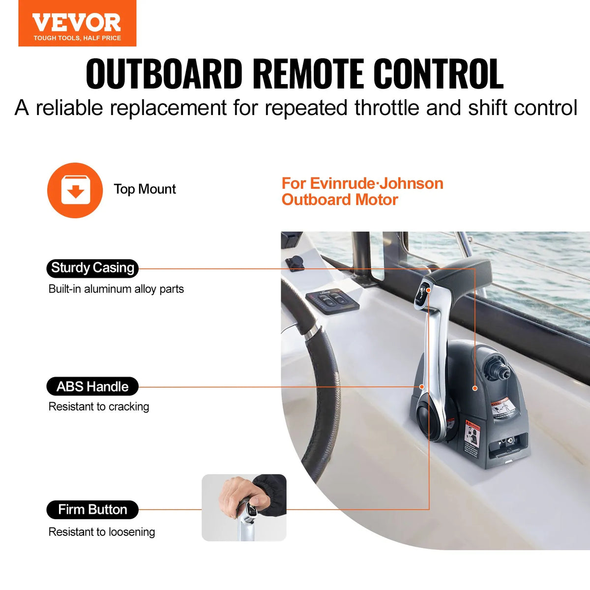 Top-mounted remote control gas handle for Evinrude/Johnson outboard motor