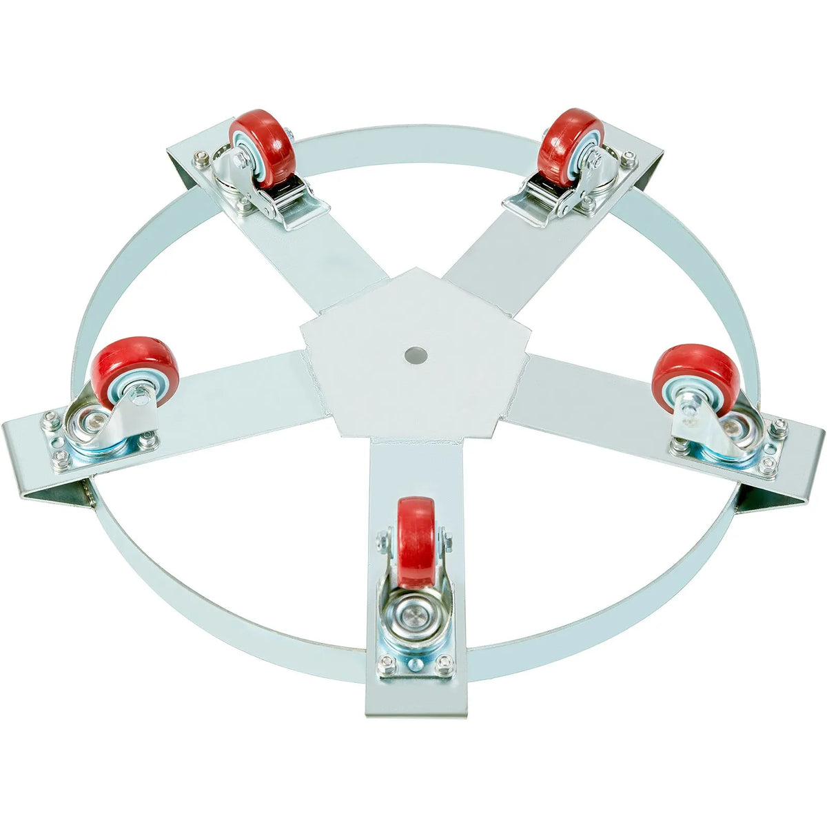 VEVOR Heavy-Duty Drum Dolly, 208.2 L Drums, 567 kg Load Capacity, Steel Drum Transport Platform with 5 Swivel Wheels for Warehouse and Industrial Use