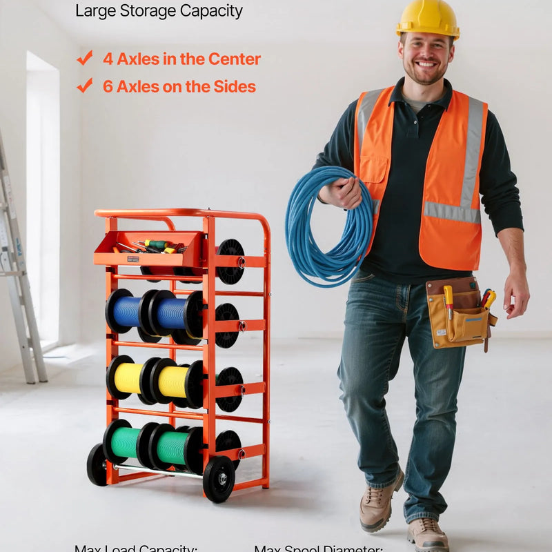 Vadu ruļļu statīvs ar 11 stieņiem - kabeļu turētājs rūpnieciskai un elektropreču tirdzniecības lietošanai