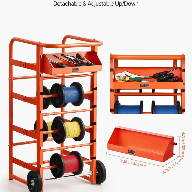 Vadu ruļļu statīvs ar 11 stieņiem - kabeļu turētājs rūpnieciskai un elektropreču tirdzniecības lietošanai