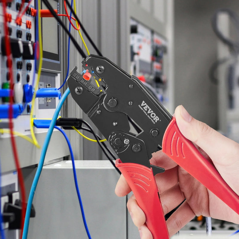 Spailēšanas knaibles AWG0,34–6 mm² ar komplektu: vadu noņēmējs, cimdi, 210 siltuma saraušanās caurulītes