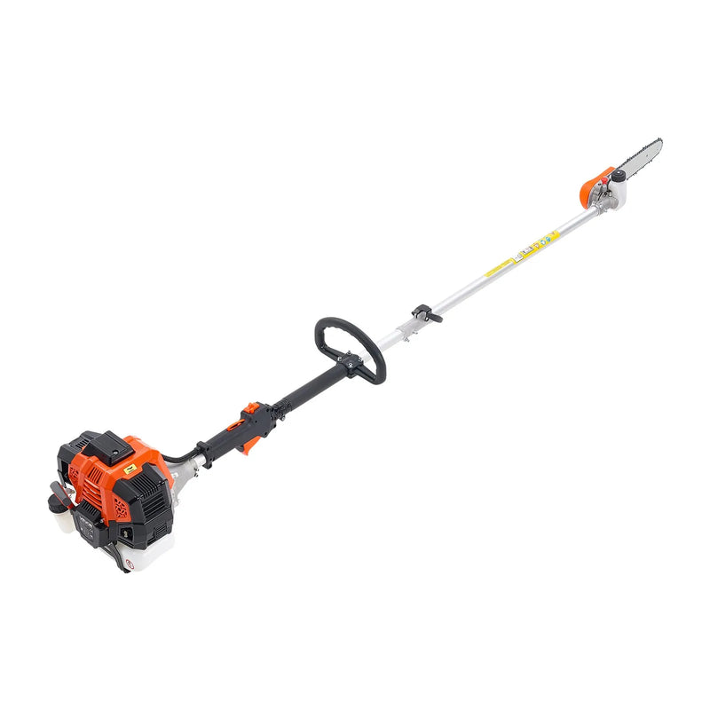 Benzīna teleskopiskais zāģis, 43 cm³ 2-taktu jaudīgs bezvadu zaru zāģis ar 25,4 cm griešanas riepu un rotējamu galvu, pagarināms no 2,1 līdz 3,6 m, piemērots koku un zaru apgriešanai