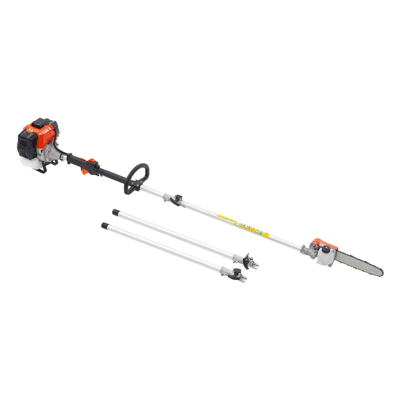 Benzīna teleskopiskais zāģis, 43 cm³ 2-taktu jaudīgs bezvadu zaru zāģis ar 25,4 cm griešanas riepu un rotējamu galvu, pagarināms no 2,1 līdz 3,6 m, piemērots koku un zaru apgriešanai