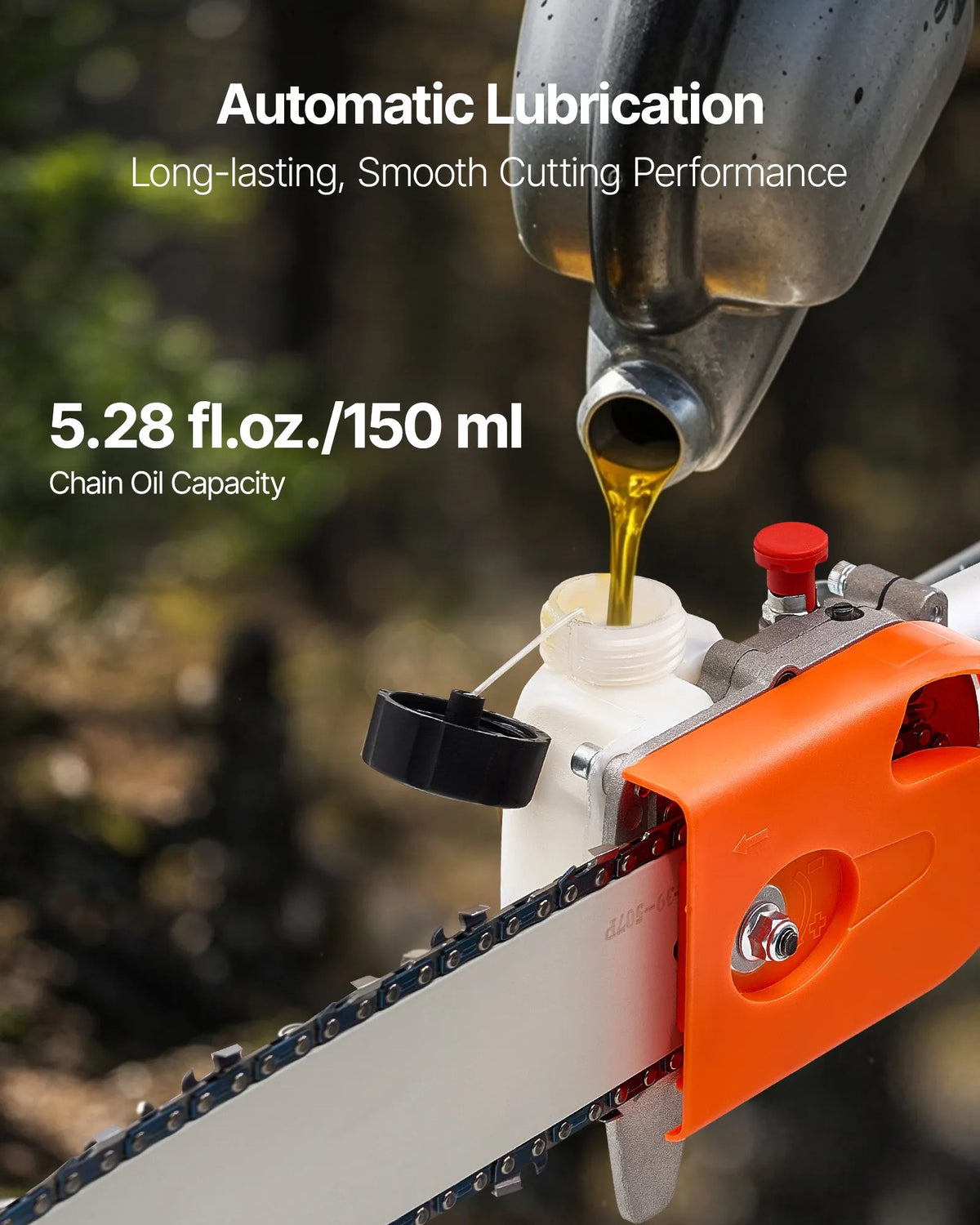 VEVOR Petrol Telescopic Pole Saw 43 cc with 254 mm Bar and Rotating Head, 2.1–3.6 m