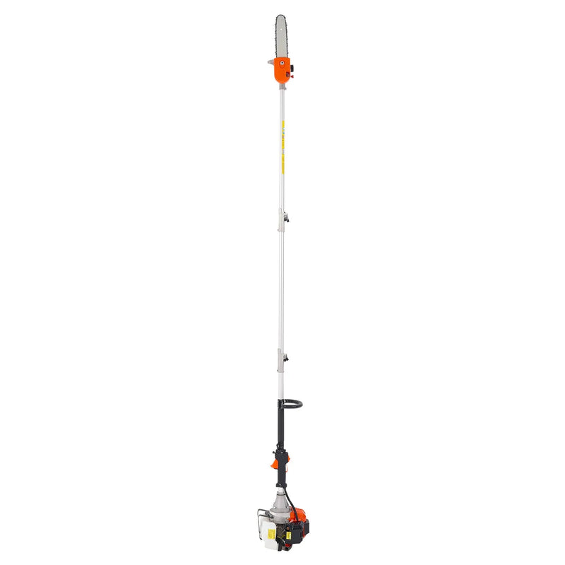 Benzīna teleskopiskais zāģis, 43 cm³ 2-taktu jaudīgs bezvadu zaru zāģis ar 25,4 cm griešanas riepu un rotējamu galvu, pagarināms no 2,1 līdz 3,6 m, piemērots koku un zaru apgriešanai