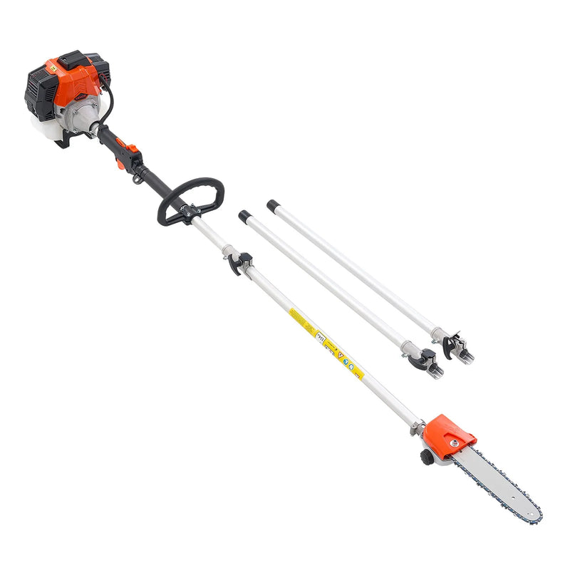 Benzīna teleskopiskais zāģis, 33 cm³ 2-taktu motors, 20,3 cm griešanas sliede, bezvadu koku zaru zāģis ar 850 ml degvielas tvertni, 2,08–3,58 m regulējams garums, jaudīgs motorzāģis zaru apgriešanai
