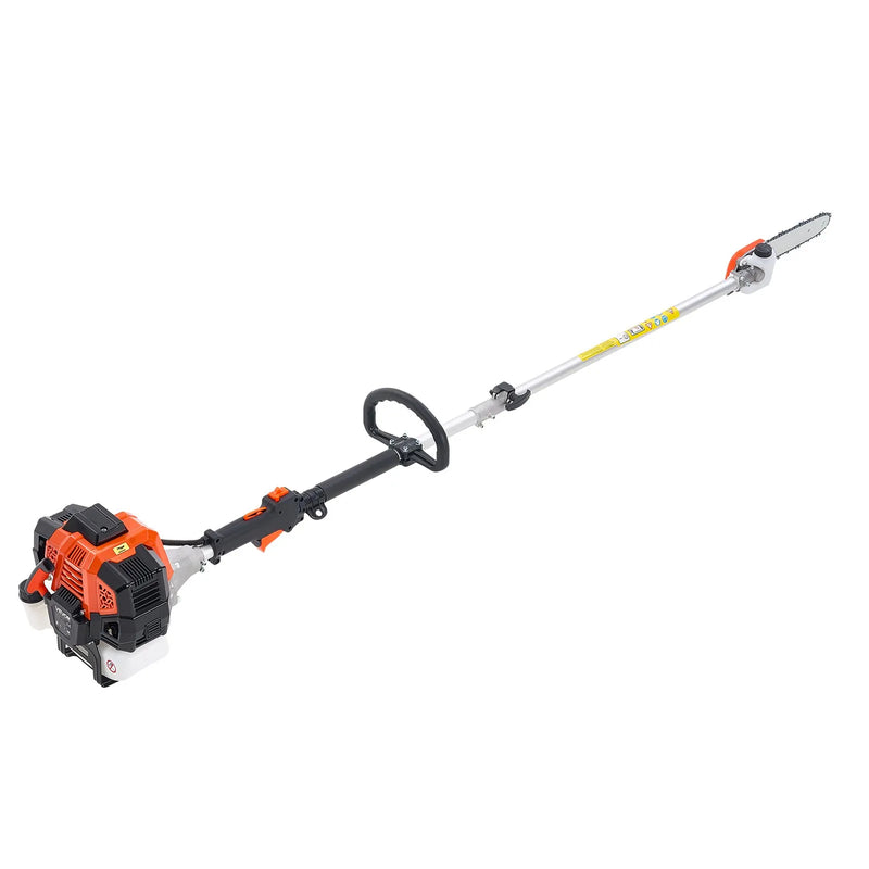 Benzīna teleskopiskais zāģis, 33 cm³ 2-taktu motors, 20,3 cm griešanas sliede, bezvadu koku zaru zāģis ar 850 ml degvielas tvertni, 2,08–3,58 m regulējams garums, jaudīgs motorzāģis zaru apgriešanai