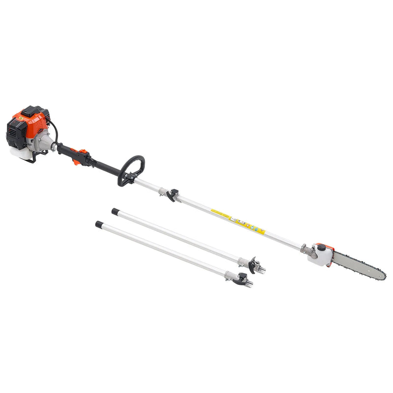 Benzīna teleskopiskais zāģis, 33 cm³ 2-taktu motors, 20,3 cm griešanas sliede, bezvadu koku zaru zāģis ar 850 ml degvielas tvertni, 2,08–3,58 m regulējams garums, jaudīgs motorzāģis zaru apgriešanai