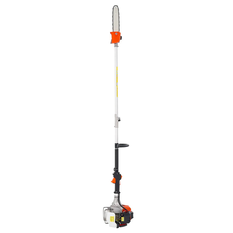 Benzīna teleskopiskais zāģis, 33 cm³ 2-taktu motors, 20,3 cm griešanas sliede, bezvadu koku zaru zāģis ar 850 ml degvielas tvertni, 2,08–3,58 m regulējams garums, jaudīgs motorzāģis zaru apgriešanai
